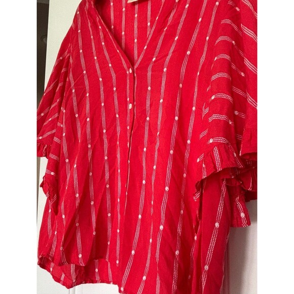 Anthropologie Maeve Aveiro Flutter Sleeve Button Down V Neck Blouse Size Large - Picture 8 of 12